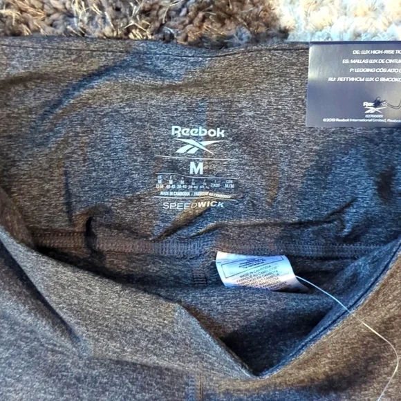Reebok leggings M heather gray foam pocket yoga pants joggers workout Gym tights - Picture 6 of 8